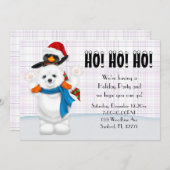 かわいいポーラーベア&ペンギンのクリスマスパーティー 招待状 (正面/裏面)