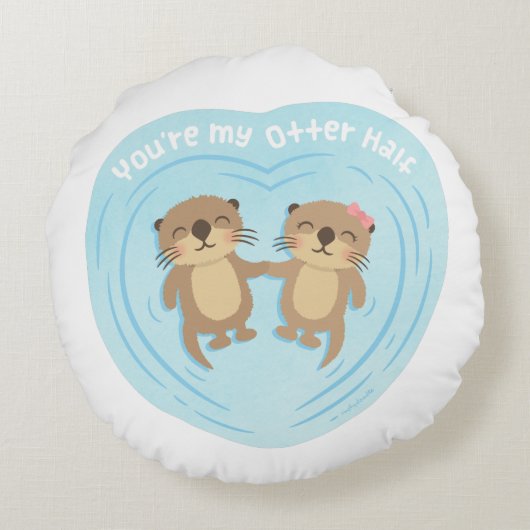 かわいいマイオーターハーフパンラブユーモア装飾用クッション ラウンドクッション (裏面)