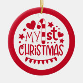 かわいいマイ初めてのクリスマスパーソナライズされた写真 セラミックオーナメント (正面)