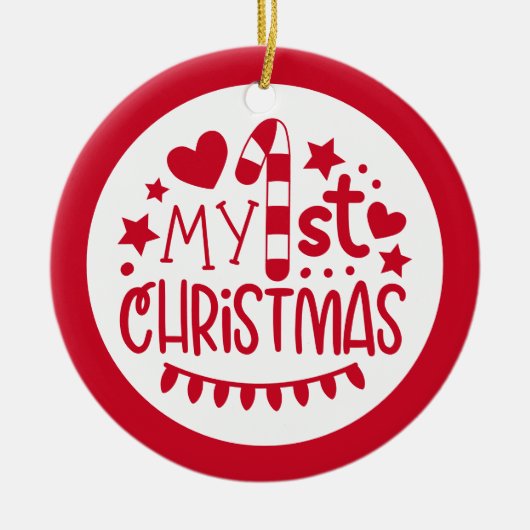 かわいいマイ初めてのクリスマスパーソナライズされた写真 セラミックオーナメント (正面)