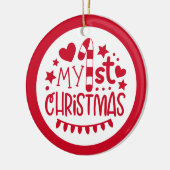 かわいいマイ初めてのクリスマスパーソナライズされた写真 セラミックオーナメント (左)