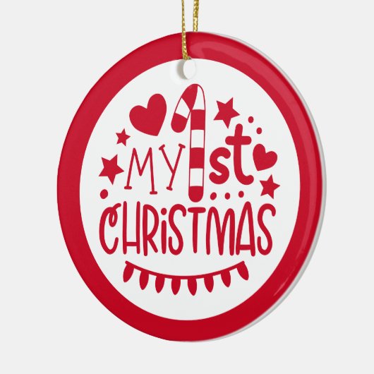 かわいいマイ初めてのクリスマスパーソナライズされた写真 セラミックオーナメント (左)