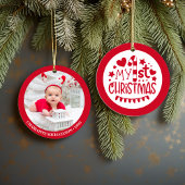 かわいいマイ初めてのクリスマスパーソナライズされた写真 セラミックオーナメント