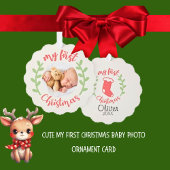 かわいいマイ初めてのクリスマスベビー写真 オーナメントカード