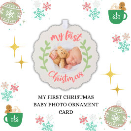 かわいいマイ初めてのクリスマスベビー写真 オーナメントカード