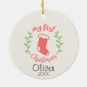 かわいいマイ初めてのクリスマスベビー写真 セラミックオーナメント (裏面)
