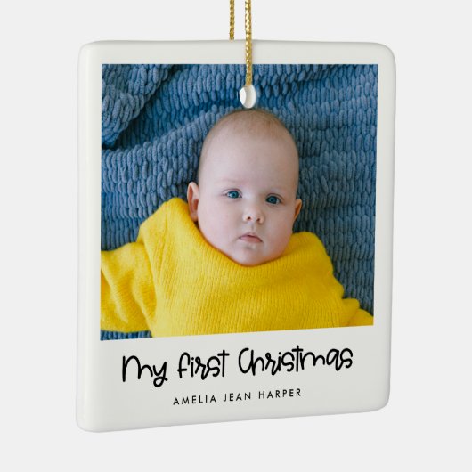 かわいいマイ初めてのクリスマスベビー写真 セラミックオーナメント (右)