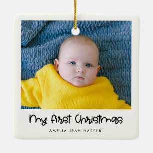 かわいいマイ初めてのクリスマスベビー写真 セラミックオーナメント