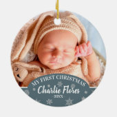 かわいいマイ初めてのクリスマスベビー写真、名前&年 セラミックオーナメント (裏面)