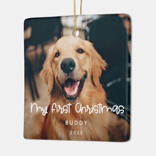 かわいいマイ初めてのクリスマスペットの写真 セラミックオーナメント (左)