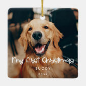 かわいいマイ初めてのクリスマスペットの写真 セラミックオーナメント (裏面)