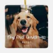 かわいいマイ初めてのクリスマスペットの写真 セラミックオーナメント (正面)
