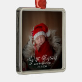 かわいいマイ初めてのクリスマス生まれたばかりのベビー写真 メタルオーナメント (右)