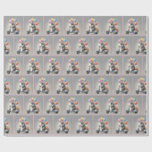 かわいいマウスがスクーターに乗ってる ラッピングペーパー (フラット)