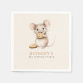 かわいいマウスとクッキー5th誕生日パーティー スタンダードカクテルナプキン (正面)