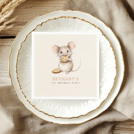 かわいいマウスとクッキー5th誕生日パーティー スタンダードカクテルナプキン