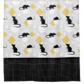 かわいいマウスとスイスチーズバブル白黒 シャワーカーテン (正面)