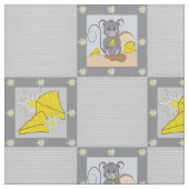 かわいいマウスとスイスチーズ模様の生地 ファブリック (クローズアップ)