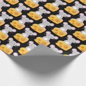 かわいいマウスとチーズパターンをテーマにした ラッピングペーパー (角)