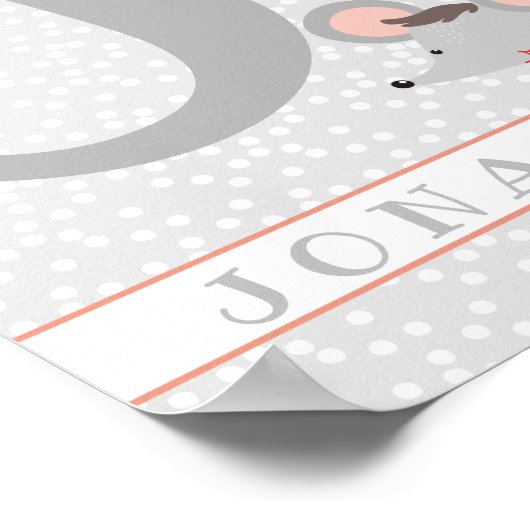 かわいいマウスと水玉模様パーソナライズされたボーイ子供部屋 ポスター (角)