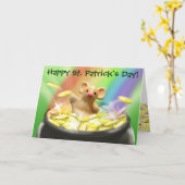 かわいいマウスのセントパトリックの日カード カード (黄色い花)