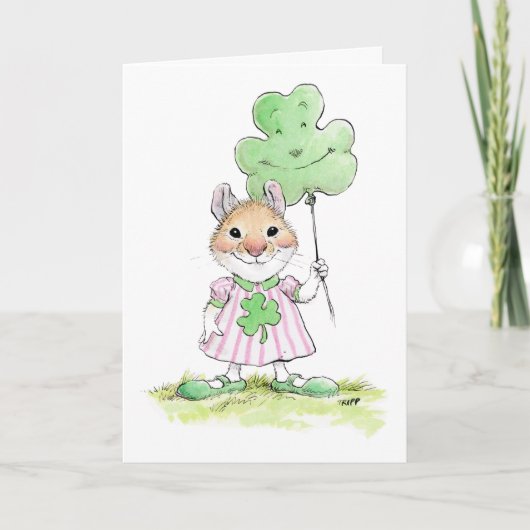 かわいいマウスのセントパトリックデーカード カード (正面)