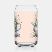 かわいいマウスのフローラティーポットイラストレーション ガラス缶 (右)