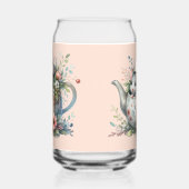 かわいいマウスのフローラティーポットイラストレーション ガラス缶 (左)