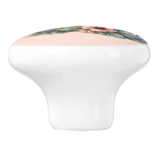 かわいいマウスのフローラティーポットイラストレーション セラミックノブ (側面)