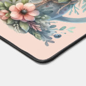 かわいいマウスのフローラティーポットイラストレーション デスクマット (コーナー)