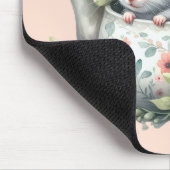 かわいいマウスのフローラティーポットイラストレーション マウスパッド (コーナー)