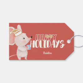 かわいいマウスの休日のプレゼント ギフトタグ