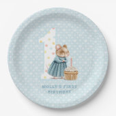 かわいいマウスの最初の誕生日紙プレート ペーパープレート (正面)