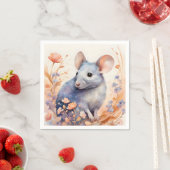 かわいいマウスの水色のイラストレーション スタンダードカクテルナプキン (インサイチュ)