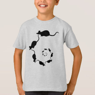 かわいいマウスの螺線形。 クリームの黒いネズミ Tシャツ