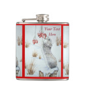 かわいいマウスの赤い果実の雪場面野性生物の芸術 フラスク (正面)