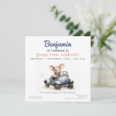 かわいいマウスの車の子供の誕生日パーティの招待状 招待状 (スタンド正面)