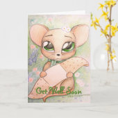 かわいいマウスは健康なカードをすぐに得ます カード (黄色い花)