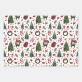 かわいいマウスをテーマにしたクリスマスパターン ラッピングペーパーシート (正面3)