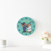 かわいいマウスカップルの漫画イラストレーション ラウンド壁時計 (ホーム)