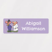 かわいいマウスカップルの漫画パーソナライズされた ラベル (デザイン1)