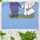 かわいいマウスカップル漫画イラストレーション キッチンタオル (折り畳み)