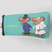 かわいいマウスカップル漫画イラストレーション ゴルフヘッドカバー (正面)