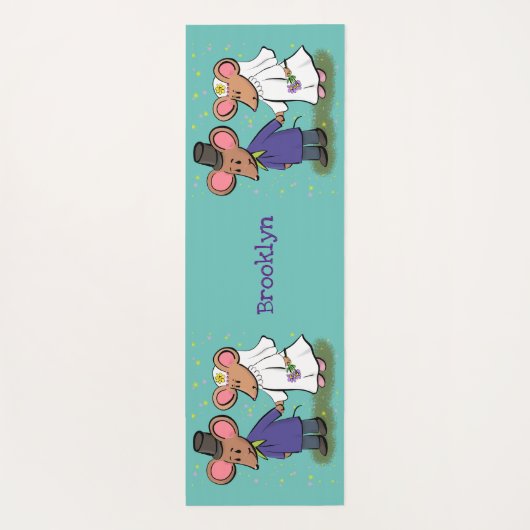 かわいいマウスカップル漫画イラストレーション ヨガマット (裏面)