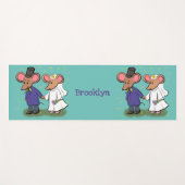 かわいいマウスカップル漫画イラストレーション ヨガマット (正面(横))