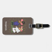 かわいいマウスカップル漫画イラストレーション ラゲッジタグ (正面横)