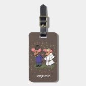 かわいいマウスカップル漫画イラストレーション ラゲッジタグ (正面縦)