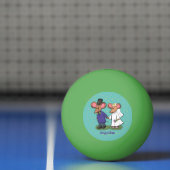 かわいいマウスカップル漫画イラストレーション 卓球ボール (ネット)