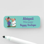 かわいいマウスカップル漫画イラストレーション 名札 (インサイチュ)