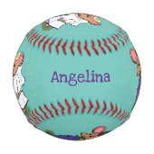 かわいいマウスカップル漫画イラストレーション 野球ボール (正面)